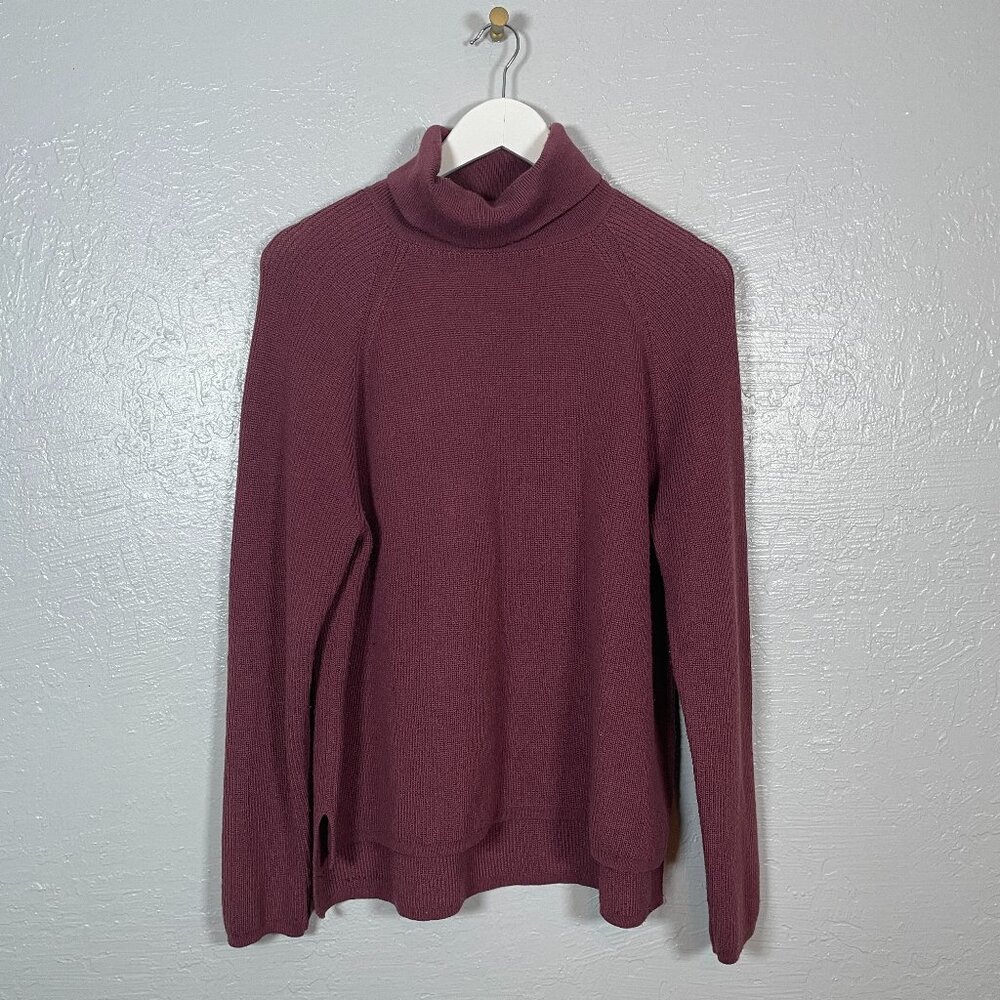 Title Nine Women L Mauve Pink Offsite Synergy Turtleneck Knit Sweater Boxy Fit